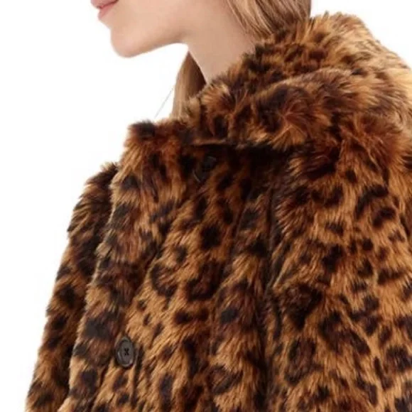 J. Crew Leopard-Print Faux-Fur Pea Coat in Brown and Black - Picture 3 of 7